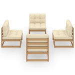 Set Divani da Giardino 4 pz con Cuscini Legno Massello Pino