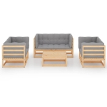 Set Divani da Giardino 7 pz con Cuscini Legno Massello di Pino