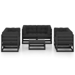 Set Divani da Giardino 7 pz con Cuscini Legno Massello di Pino