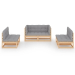 Set Divani da Giardino 6 pz con Cuscini Legno Massello Pino