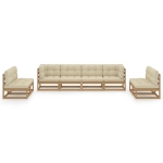 Set Divani da Giardino 8 pz con Cuscini Legno Massello Pino