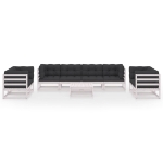 Set Divani da Giardino 9 pz con Cuscini Legno Massello di Pino