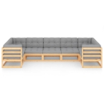 Set Divani da Giardino 7 pz con Cuscini Legno Massello di Pino