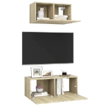 Set Porta TV 2 pz Rovere Sonoma in Truciolato