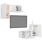 Set Mobili TV 4 pz Bianco Lucido in Truciolato