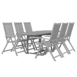 Set da Pranzo per Giardino 7 pz in Legno Massello di Acacia