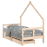 Giroletto per Bambini con Cassetti 80x160cm Legno Massello Pino