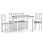 Set Tavolo e Sedie per Bambini 4 Pezzi Bianco e Grigio in MDF