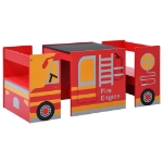 Set e Tavolo Sedie per Bambini 3pz Design Camion Pompieri Legno