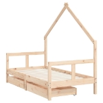 Giroletto per Bambini con Cassetti 80x160cm Legno Massello Pino