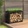 Portaceppi da Esterno Nero 108x52x74 cm Legno Massello Pino