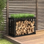 Portaceppi da Esterno Nero 108x52x74 cm Legno Massello Pino