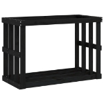 Portaceppi da Esterno Nero 108x52x74 cm Legno Massello Pino