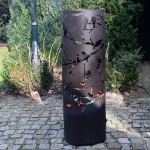 Esschert Design Braciere Cilindrico Birds on Twig Acciaio Nero FF408