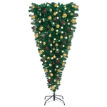 Albero di Natale Artificiale Capovolto con LED e Palline 180 cm