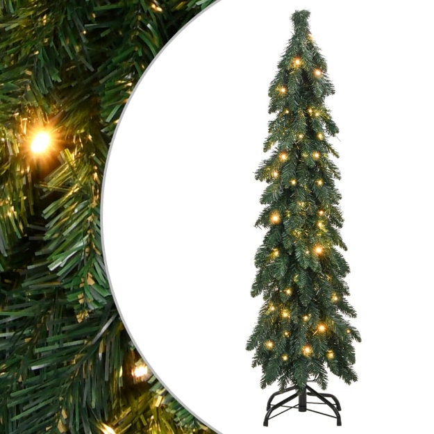 Albero di Natale Artificiale Incernierato con 60 LED 120 cm