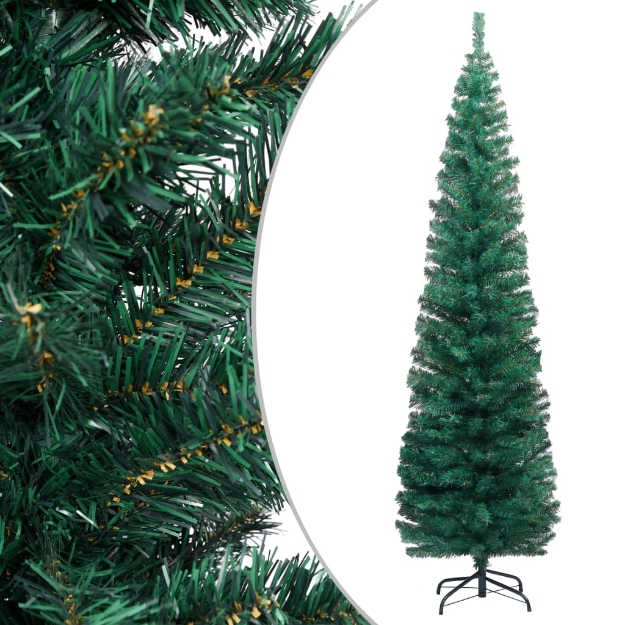 Albero di Natale Artificiale Sottile Supporto Verde 240 cm PVC