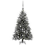 Albero Natale Artificiale con LED Palline e Neve 120cm PVC e PE