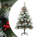 Albero Natale Artificiale Incernierato con Pigne e Bacche 120cm