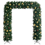 Arco per Albero di Natale con LED e Palline Verde 240 cm