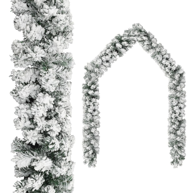 Ghirlanda Natalizia con Neve Verde 5 m in PVC