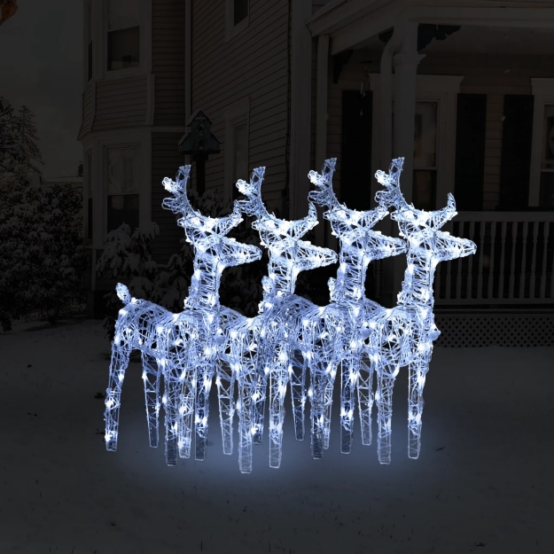 Renne di Natale 4 pz Bianco Freddo 160 LED in Acrilico