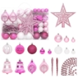 Set Addobbi di Natale 108 pz Bianco e Rosa