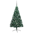 Set Albero Natale Artificiale a Metà LED e Palline Verde 180 cm