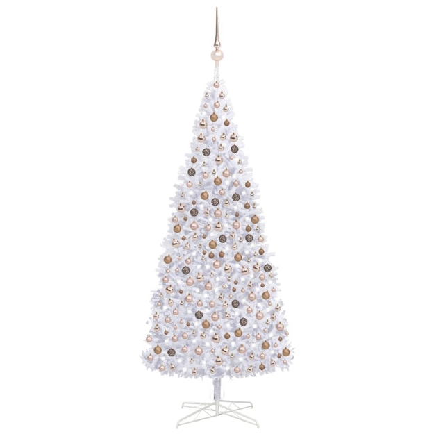 Set Albero Natale Artificiale con LED e Palline 400 cm Bianco