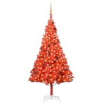 Set Albero Natale Artificiale con LED e Palline Rosso 240cm PVC