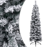 Albero di Natale Sottile con Palline e Neve Verde 120 cm PVC