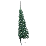 Albero di Natale a Metà Preilluminato con Palline Verde 180 cm