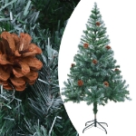 Albero di Natale Satinato Preiluminato Palline e Pigne 150 cm