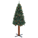 Albero di Natale Sottile Preilluminato Palline Verde 150 cm PVC