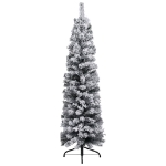 Albero di Natale Sottile con Palline e Neve Verde 120 cm PVC