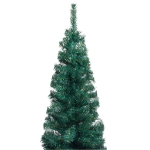 Albero di Natale Artificiale Sottile con Base Verde 240 cm PVC