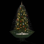 Albero di Natale con Neve e Base a Ombrellone Verde 190 cm