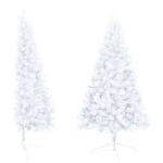 Set Albero Natale Artificiale a Metà LED e Palline Bianco 210cm