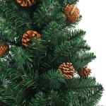 Albero di Natale Sottile con Legno Vero e Pigne Verde 150cm PVC
