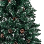 Albero di Natale Sottile Legno Vero Verde con Neve Bianca 180cm