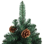 Set Albero Natale Sottile Luci LED e Palline Verde 150 cm PVC