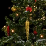 Albero di Natale con Neve e Base a Ombrellone Verde 140 cm