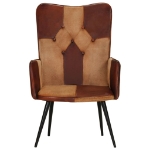 Poltrona Wingback Marrone in Vera Pelle