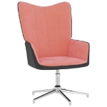 Poltrona Relax con Poggiapiedi Rosa in Velluto e PVC