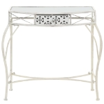 Tavolino Laterale in Stile Francese in Metallo 82x39x76 Bianco