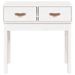 Tavolo Consolle Bianco 76,5x40x75 cm in Legno Massello di Pino