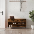 Panca Porta Scarpe Rovere Fumo 102x35x55 cm Legno Multistrato