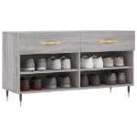 Panca Porta Scarpe Grigio Sonoma 102x35x55 cm Legno Multistrato