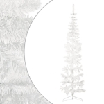 Albero Natale Artificiale Sottile a Metà Supporto Bianco 240 cm