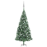 Albero di Natale Preilluminato con Palline e LED Verde 300 cm